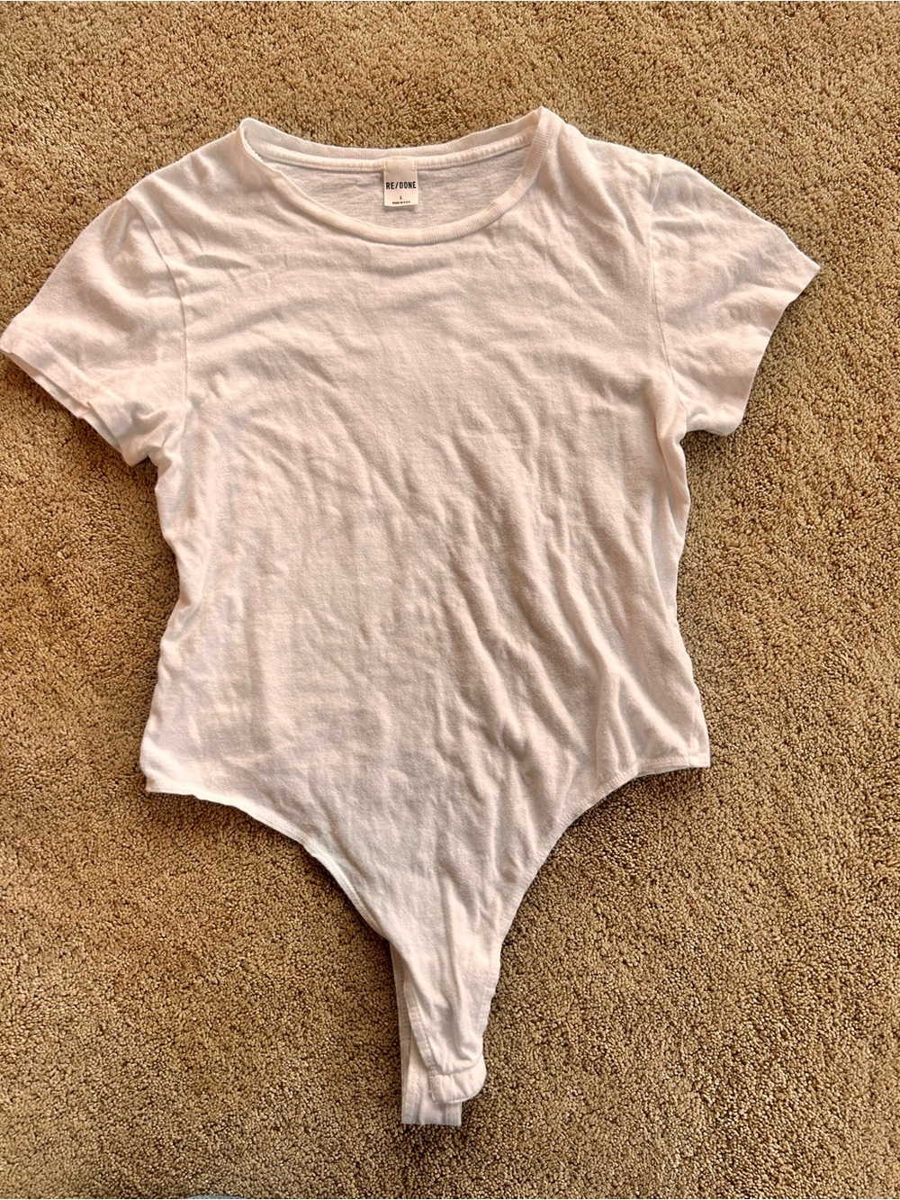 Re/Done Short-Sleeve Cotton Bodysuit Tee